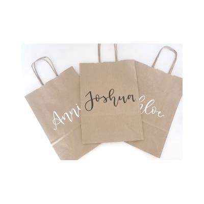 China Recyclable Custom Logo White Brown Kraft Paper Shopping Bags For Gift Box for sale