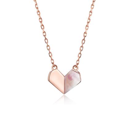 China Small Heart Rose Gold Necklace pendant classic romantic love woman jewelry CLASSIC for sale