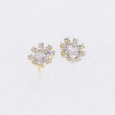 China CLASSIC Princess Jewelry Gold Plated Snow Flower Circles Earrings With Diamonds for sale