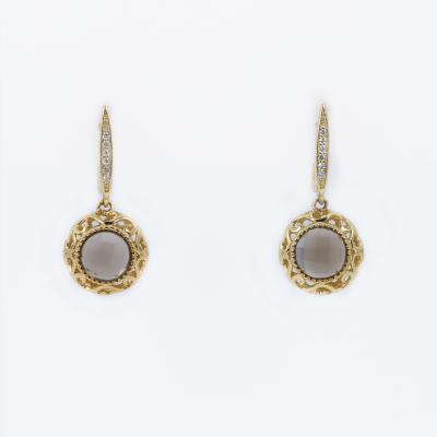 China New Trend 18K Gold Tea TRENDY Crystal Earrings Women's Favorite 14K Gold Plated Earrings for sale