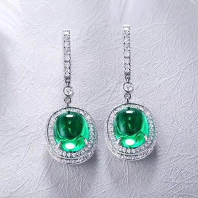 China CLASSIC Fashion Jewelry Natural Emerald Diamond Real Gemstone 9k Gold Jewelry Earrings for sale