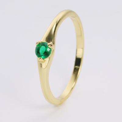 China Minimalist Tasty Emerald Promise Ring 14K Yellow Gold Plated Gemstone Ring CLASSIC Green Engagement Ring for sale