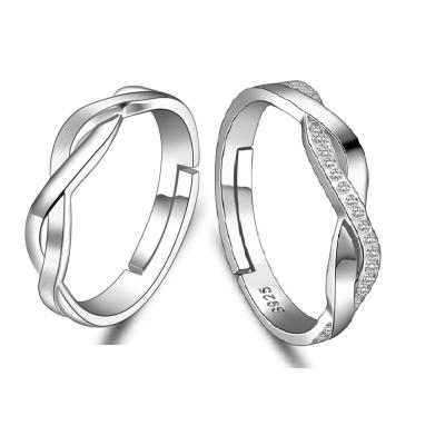 China CLASSIC High Quality Silver Plain Couples Infinity Symbol S925 Engagement Couple Rings for sale