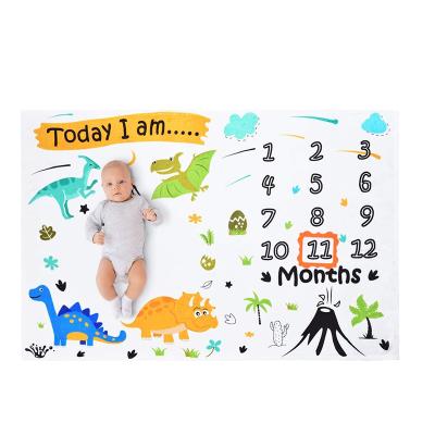 China Anti-pilling Digital Printing Flannel Fleece Monthly Baby Milestone Blanket for sale