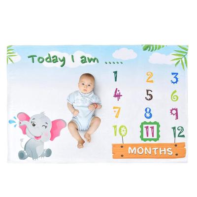 China Monthly Newborn Milestone Baby Boy Anti-pilling Polyester Fleece Flannel Blanket for sale