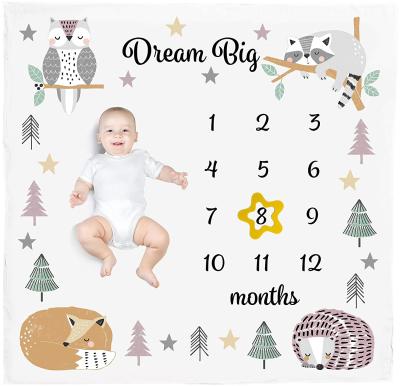 China Baby Wearable Muslin Wrap Baby Blanket 100% Cotton Organic Monthly Milestone Blanket Custom Photo Blanket for sale