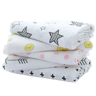 China Anti-pilling Organic Cotton Baby Wrap 2 Layer Custom Muslin Wrap Blanket for sale