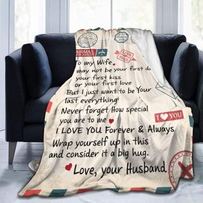 China Non-Toxic Love Letter Wrap Soft Blanket Sublimation Dougher Girlfriend Mom Flannel Blanket Custom Blanket Large Size for sale