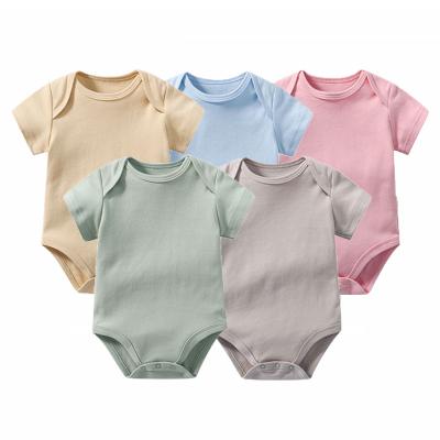 China 100% Organic Cotton Baby Clothes Gots Custom Certified Organic Cotton Baby Clothing Jumpsuit Romper Shorts Sleeves Baby Bodysuit for sale