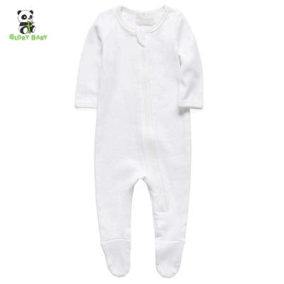 China Wholesale Glory Baby 100% Organic Organic Cotton Rompers Pajamas Baby Rompers Zipper Romper Infant Clothing Set for sale