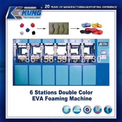 China Computerized Eva Foam Injection Molding Machine 6 Stations Double Color for sale