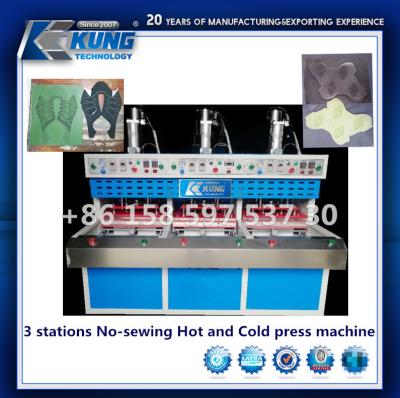 China 3 Stations No Sewing Hot / Cold Press Equipment With 12t Sliding Table for sale