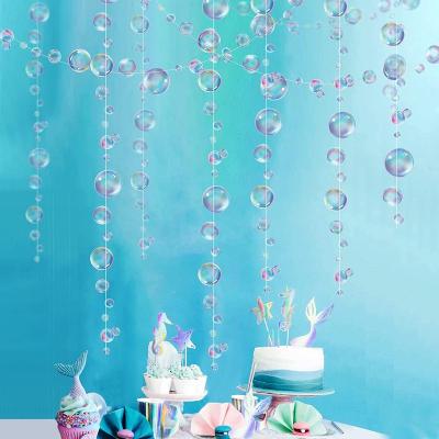 China Pvp 1 Strings Flat Mermaid Party Decoration Puple Blue Bubble Garlands Transparent Hanging Bubbles Streamer Banner Backdrop Ocean for sale