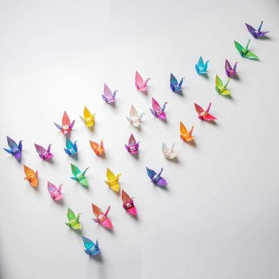 China Pearl Paper 100PCS Premade Origami Paper Cranes Folded Birds Confetti for Birthday Party Handmade Valentine's Day Wedding Party Favors for sale