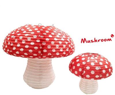 China Paper Wholesale 2Pcs Mushroom Lanterns for Forest Themed Wonderland Party Decorations Birthday Baby Shower Wedding Party for sale