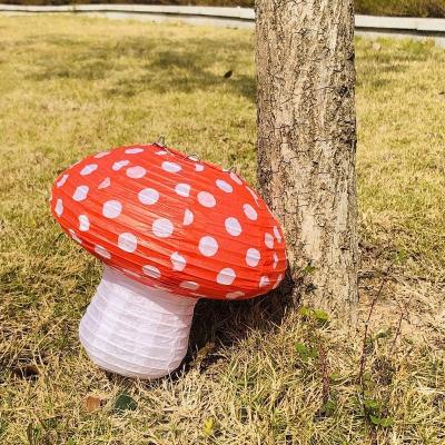 China Paper 1PCS 8inch 3D  Mushroom Paper Lantern For Wonderland Theme Party Supplies Forest Jungle Fairy Tale Decoration for Birthday for sale