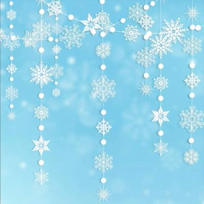 China Paper Winter Wonderland White Snowflake Garland kit Hanging Snow Flakes for Christmas New Year Party Decoration for Home/Office for sale