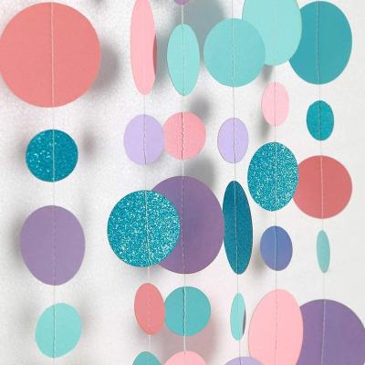 China Paper Coral Purple Blue Circle Dot Garland Party Decoration Summer Mermaid/Under The Sea/Beach/Pool Side Hanging Bubble Streamer for sale