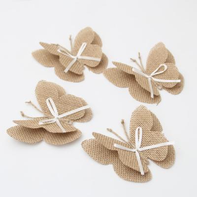 China Hessian Burlap Butterfly DIY Handmade Craft Vintage Christmas Party Wedding Decoration Approx 11cm for sale