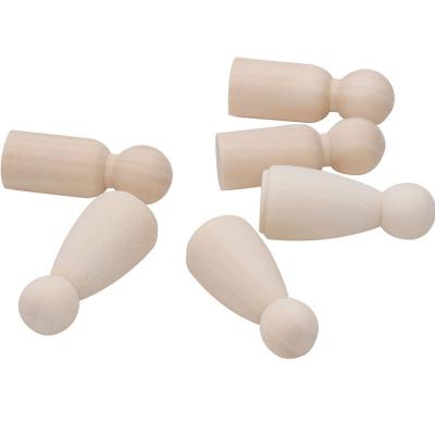 China China 55mm DIY Kid Open Peg Dolls Male-Female Natural Unfinished Wood for sale