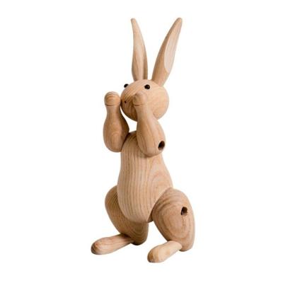 China China Hot Selling Nordic Home Decoration Cute Animal Opens Rabbit Ornaments Figurines Carving Joint Puppet Wooden Rabbit for sale