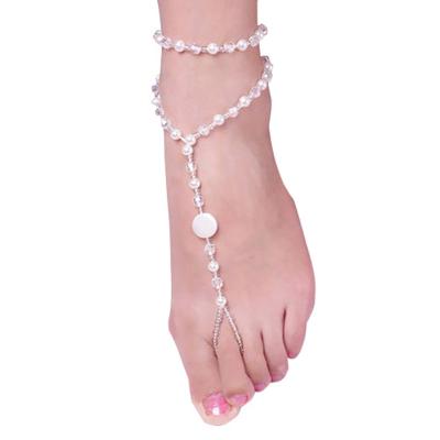 China Beach Imitation Pearl Anklet Bracelet Women Fashion Pearl Sandal Anklet Chain Girls Barefoot Foot Jewelry for sale