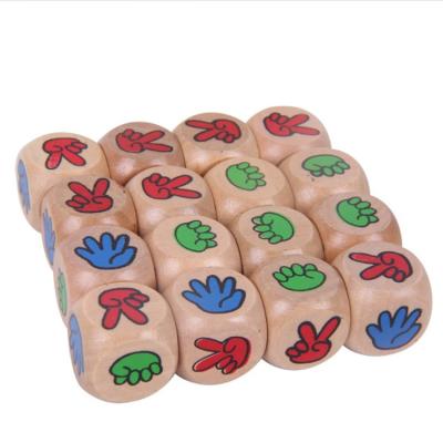 China Eco-Friendly Drinking Cut Out Rock Paper Scissors Finger-guessing 20mm Game Dice Wooden Bar Toy Accessories for sale