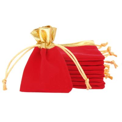 China Gift 7X9/10x12/12x15cm Gold Velvet Bag Drawstrings Pouches Jewelry Gift Display Packaging Bags for sale