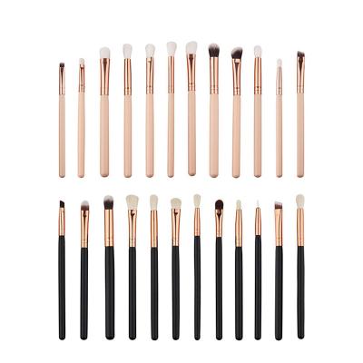 China Professional Wood Handle Eyeshadow Eyeliner Eyebrow Makeup Smudge Brush 12Pcs Eye Powder Smudge Blending Brush for sale