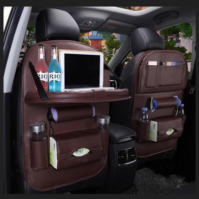 China Car Foldable Backseat Multi-pocket Multi-pocket PU Leather Protector Cups Storage Rack Bag Hanging Foldable Holder Bag Shelf for sale