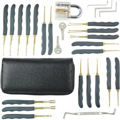 China Wafer rakes locksmith supplies wholesale goso 24pcs transparent practice padlock lock pick tool kit for sale