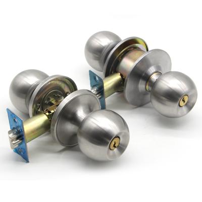 China Zinc alloy factory wholesales SS security tubular entry ball cylindrical lock door knob lock for sale