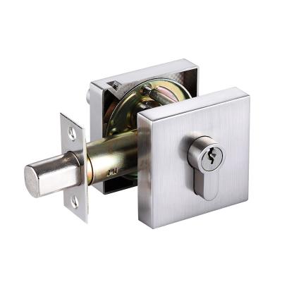 China Entry Latched DeadBolt Square Lock, Security Single Brass Cylinder with Zinc Alloy Rosette, Satin Stainless Finish for sale