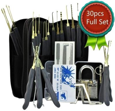 China Wholesale 30pcs locksmith lock stainless steel+plastic picking set lock pick set lockpicking tools lock pick set padlock for sale