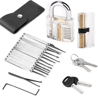 China Wafer Rakes 2 Pcs Padlock Training Kit Transparent Multitool Stainless Steel Practice Lock Set Tool for sale