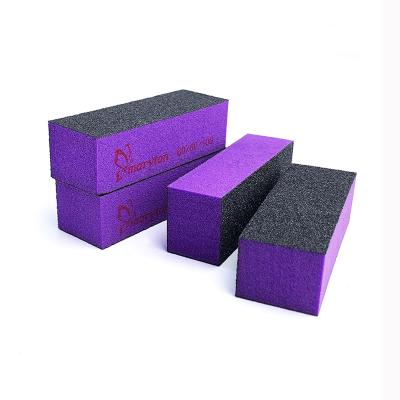 China High Quality Foam/Sponge+Sand Paper Nail Art Sanding Buffing Nail Polishing Tool 3 Way Nail Buffer Block for sale