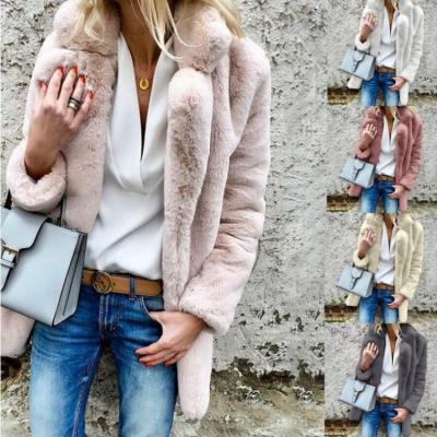 China wholesale Autumn Winter Anti-wrinkle Coats Gray White Funnel Neck Women's Midweight Jackets Faux Fur Coat for sale