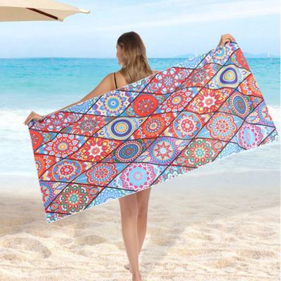 China Amazon Best Selling Beautiful Design Extra Large Microfiber Beach Towel Sustainable Sand Free for sale