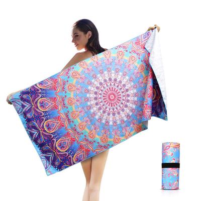 China Sublimation Printing Microfiber Sand Proof Waffle Towel Beach Towel Compressed Custom Polyester Polyamide for sale