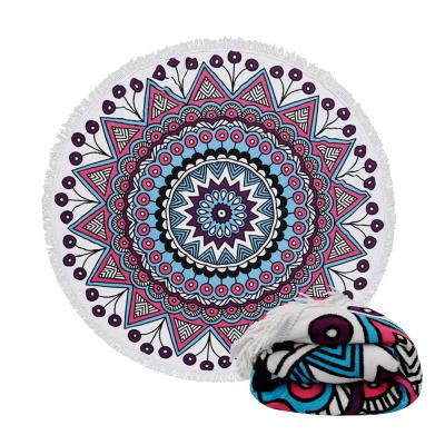 China QUICK DRY 100% Microfiber Customized Mandala Printed Round Beach Towel With Tassels for sale