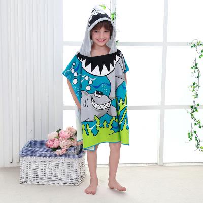 China Moq 10pcs Cotton Terry Microfiber Bathing Safe Changing Hooded Surf Poncho Towel For Beach Kids for sale