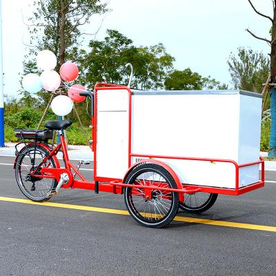 China CAERM ICE CREAM Three Wheels Cart With Freezer For Ice Cream Street Vending Non-Electric Pedal Tricycle for sale