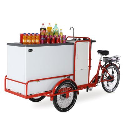 China Mobile Commerical Passenger Three Wheel Ice Cream Bike Automobile Street Food Cart Freezer Tricycle For Sale for sale