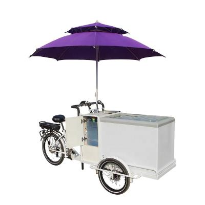 China Outdoor Mobile Electric Selling Passenger Ice Cream Freezer Tricycle Bike Carts for sale