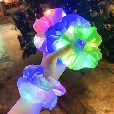 China New LED Beauty Large Intestine Hair Luminous Ring Elastic Ribbon Hair Ties Rope Ladies Hair Accessories for sale