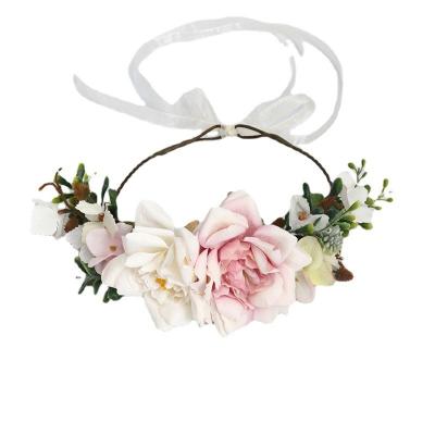 China Wedding New Garland Vintage Simulation Flower Corolla Photo Bohemian Seaside Bridesmaid Wreath Bride Headband Bridal Crown for sale