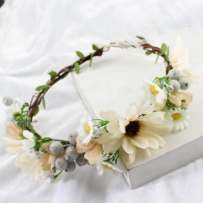 China Wedding Garland Simulation Flower Corolla Photo of new use style bride wholesale props headdress accessories flower bridal crown for sale