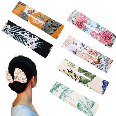 China Quick Hair Stripper Summer New Rotating Printed Headband Lazy Hairdressing Yarn Bow Tie Hair Accessories for sale