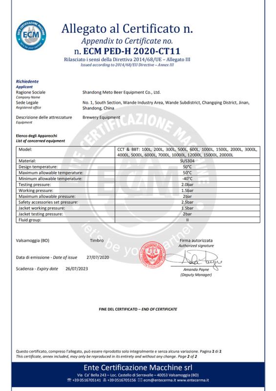 CE - Shandong Meto Beer Equipment Co., Ltd.