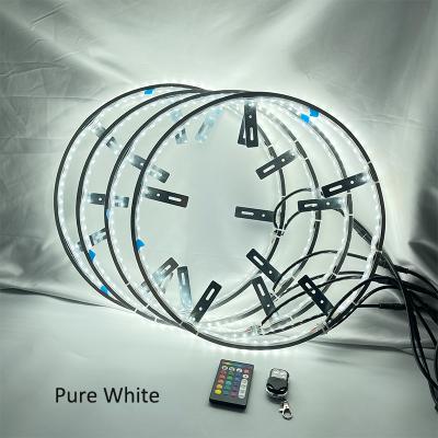 China 15.5 Inch Double Row Luxury Dream Chasing Color Led Wheel Ring Lights Dancing Flow IP68 Waterproof Strobe Rim Lights Car Tire for sale